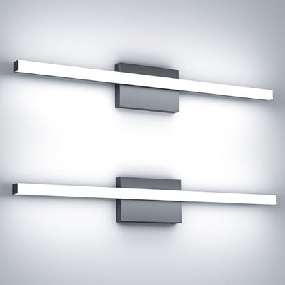30Inch LED Bathroom Vanity Light Bar 5700K Dimmable Led Bathroom Light Over Mirror Modern Bath Wall Light Cool White ETL Certified 28W 2Pack - color: 2 Pack - Black 5700k Daylight, size: 30 Inch