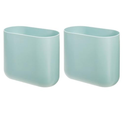 iDesign Small Slim Plastic Bathroom Trash Can, 2-Pack, Blue | Garbage Can for Bedroom, Office, Desk, Dorm - color: Soft Aqua, style: Pack of 2