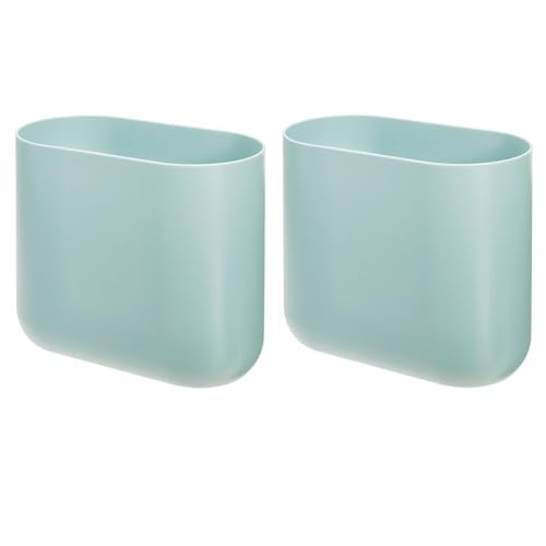 iDesign Small Slim Plastic Bathroom Trash Can, 2-Pack, Blue | Garbage Can for Bedroom, Office, Desk, Dorm - color: Soft Aqua, style: Pack of 2