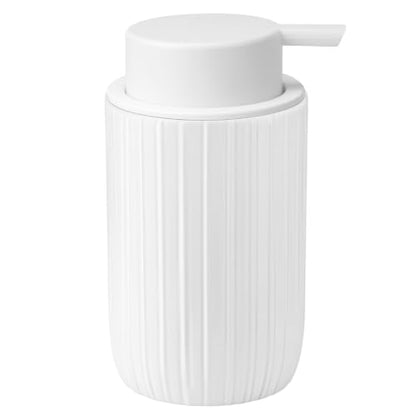 Soap Liquid Dispenser Ceramic with Easy-to-Press Pump Hand Liquid Dispenser for Shampoo Bathroom Countertop 13.5 oz - color: Liquid-stripes White