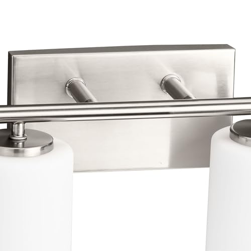 Progress Lighting Replay Collection 48 in. 6-Light Brushed Nickel Etched White Glass Modern Bath Vanity Light - color: Brushed Nickel, size: 6-Light