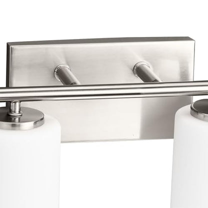 Progress Lighting Replay Collection 48 in. 6-Light Brushed Nickel Etched White Glass Modern Bath Vanity Light - color: Brushed Nickel, size: 6-Light