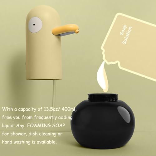 Kids Automatic Soap Dispenser - Cute Duck Touchless Foaming Hand Soap Dispenser, Waterproof USB Rechargeable, Hand- Free Shampoo Dispensers for Bathroom, Kitchen Countertop, Preschool - color: Yellow Duck