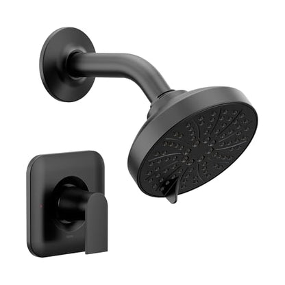 Moen Genta LX Pressure Balancing Eco-Performance Modern Shower Trim with Showerhead and Lever Handle, Posi-Temp Valve Required, Matte Black, T2472EPBL - color: Matte Black, size: (Pack of 1)