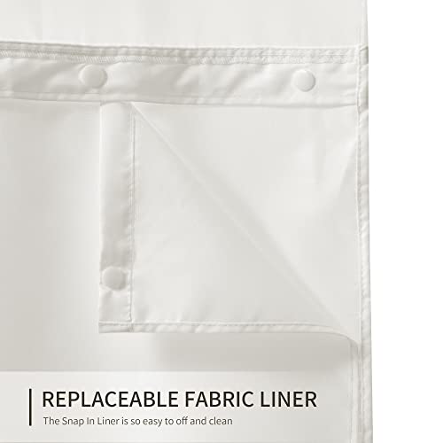 River Dream Stall Shower Curtain with Snap in Liner,No Hooks Needed Shower Curtain for Bathroom,Hotel Grade,Machine Washable,36" W×74" H,White,with White Stripe and Magnets - color: White Stripe, size: 36"W x 74"L (Pack of 1)