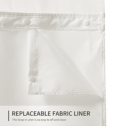 River Dream Shower Curtain with Snap in Liner,No Hooks Needed Shower Curtain for Bathroom,Hotel Grade,Machine Washable,71" Wx74 H, White and Black Stripe and Magnets - color: Black Stripe, size: 71"W x 74"L (Pack of 1)