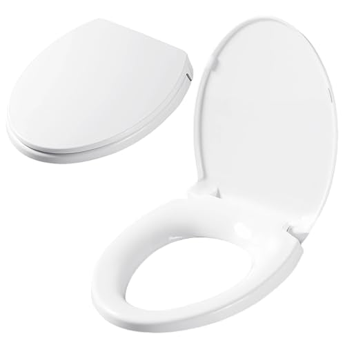 SS113/SS114 Toilet Seat Replacement Compatible with TOTO,Elongated Toilet Seat Soft Close,Traditional Toilet Seat Replacement,Toilet Lid Slow Close Quiet No Slam, Heavy Duty Elongated Toilet, White