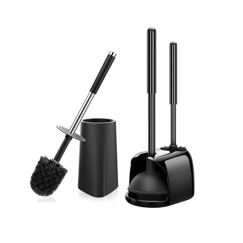 SetSail Toilet Brush and Plunger Set, Toilet Plungers for Bathroom Heavy Duty Toilet Bowl Brush & Toilet Brush Compact Size Toilet for Bathroom
