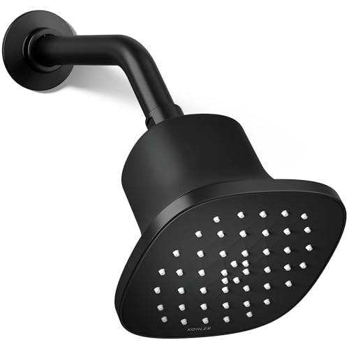 KOHLER 37722-Y-BL Cinq Square Single-Function Filtered Showerhead, Five-Layer Filtration, 2.5 GPM, Contemporary Design, Easy to Clean, Matte Black - color: Matte Black, size: 2.5 GPM, style: Square