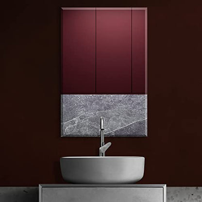 20x30 Inch Rectangle Frameless Bathroom Vanity Mirror with Beveled Edge - Shatterproof Wall Mounted Decorative Glass with Safety Backing for Living Room Bedroom Hallway Entryway - Fab Glass and Mirror - size: 20"L x 30"W, style: Rectangle