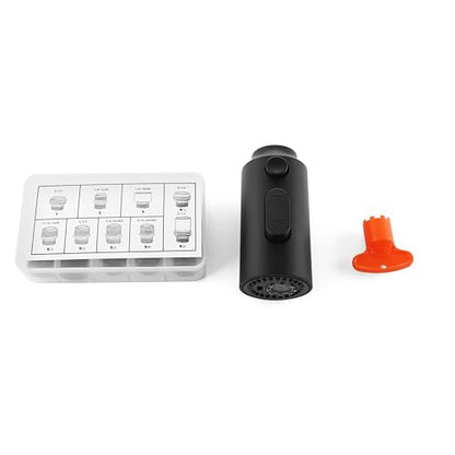 Pull Down Kitchen Faucet Head Replacement, 3 Function Pull Out Sprayer Head Nozzle with 9 Adapters for Kitchen Sink Faucet American Standard, Matte Black - color: Matte Black