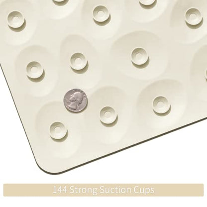 Non-Slip Bathtub Mat OTHWAY Soft Rubber Bathroom Bathmat with Strong Suction Cups (Beige) - color: Beige, size: 40" x 16" (Rectangular)