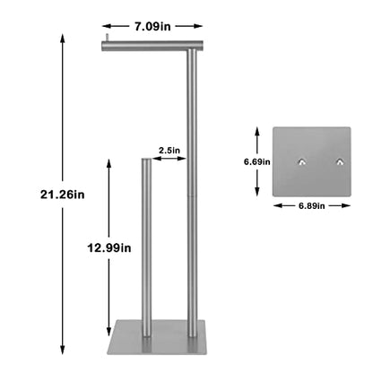 Toilet Paper Holder Stand Silver Toilet Paper Roll Holder for Bathroom, Freestanding Metal TP Holder with Reserve Toilet Tissue Storage Shelf, Holds Up to 4 Rolls of Paper | Freestanding TP Holder with Reserve Toilet Tissue Storage Shelf, Holds Up To 4 Ro