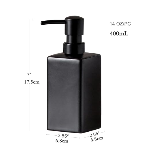 Lotion Dispenser Matte Soap Dispenser Ceramic Lotion for Bathroom Countertop Dish Soap Pump - color: Matte Black, size: Circular