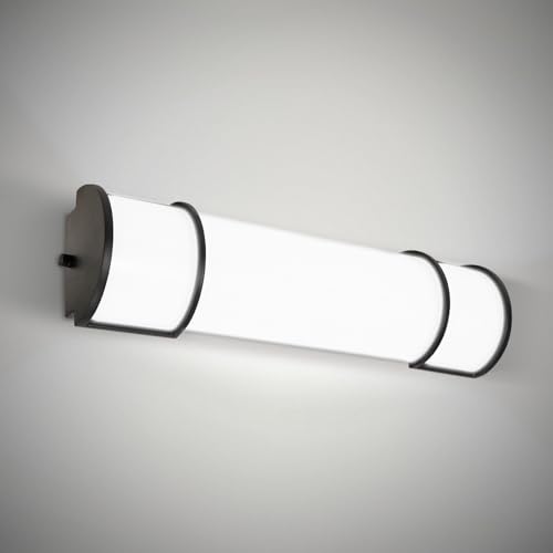 ASD LED 24" Vanity Flush Mount Light Fixture, Linear Bathroom Lighting Bar | 3CCT, Dimmable, Energy Star, ETL Listed | 25W 1950LM 3000-5000K 120V | Long Tube Bath Wall Sconce Over Mirror | Black - color: Black | Half Cylinder, size: 120V | 24 Inch (1pk)