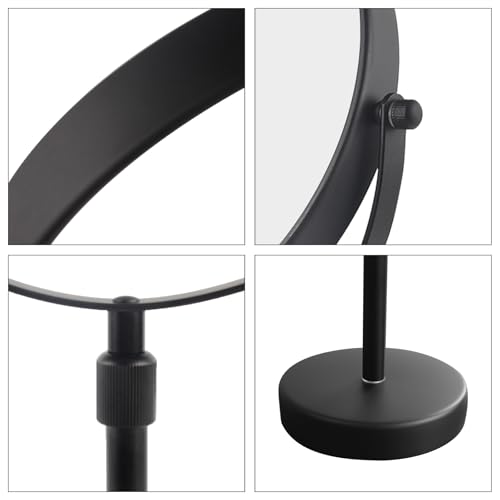 Nicesail Higher Taller Tabletop Makeup Mirror of 8 Inch, 5X Magnified Makeup Mirror Countertop Standing, Height Adjustable, Double Sided Mirror in Matte Black (8 Inch, 5X)… - color: No Light-black