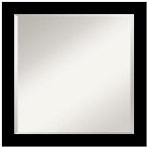 Amanti Art Black Bathroom Mirror for Over Sink, 23x23 Brushed Black Square Vanity Mirror, Medium Modern Frame, Hangs Horizonally and Vertically, Bathroom Wall Decor, Beveled Edge - color: Brushed Black, size: 23"L x 23"W