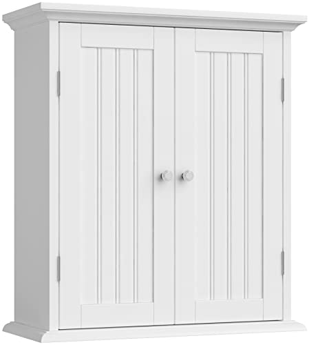 ChooChoo Bathroom Wall Cabinet with 2 Doors, Over The Toilet | 8.8"D x 21.1"W x 24"H, Medicine Cabinet, Adjustable Shelves, Cupboard, White - color: White, size: 8.8"D x 21.1"W x 24"H