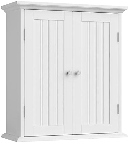 ChooChoo Bathroom Wall Cabinet with 2 Doors, Over The Toilet | 8.8"D x 21.1"W x 24"H, Medicine Cabinet, Adjustable Shelves, Cupboard, White - color: White, size: 8.8"D x 21.1"W x 24"H