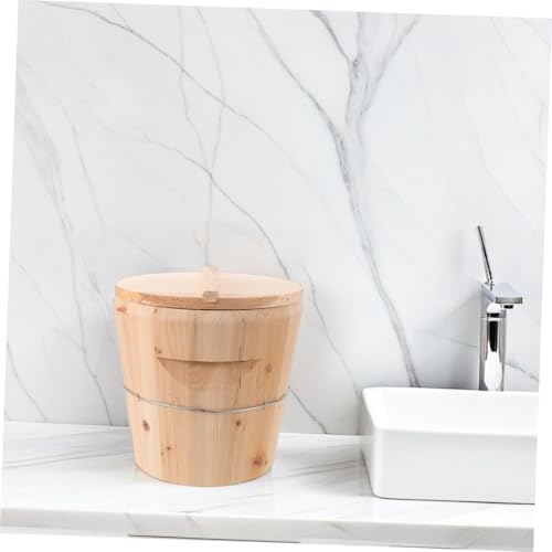 GALPADA Wooden Towel Heating Bucket 25x25x25 Cm with Lid, Large Capacity Sauna Towel Warmer Barrel for Bathroom and Spa Salon Use