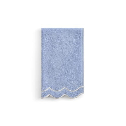 Peri Home 100% Cotton Hand Towel, 16" x 27", Blue with White Scallop, 1-Pc | Bathroom, Embroidered, Soft & Absorbent - color: Blue With White Scallop, size: 1 Hand Towel