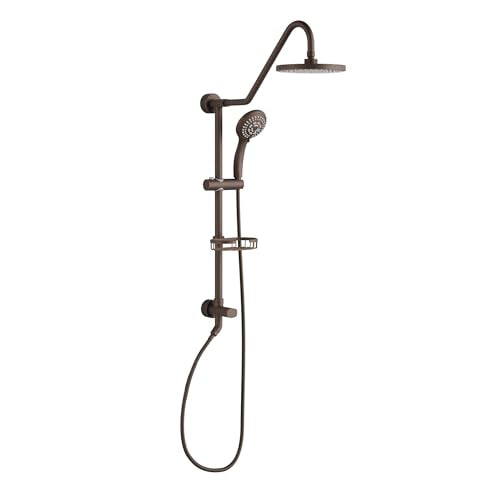 PULSE ShowerSpas Kauai III Oil-Rubbed Bronze Rain Shower Head with Handheld Spray - 1.8 GPM, 8" Showerhead, 5-Function HandShower, Adjustable Slide Bar - Shower Heads with Handheld Spray Combo - color: Oil Rubbed Bronze, size: 1.8 Gallon Per Minute