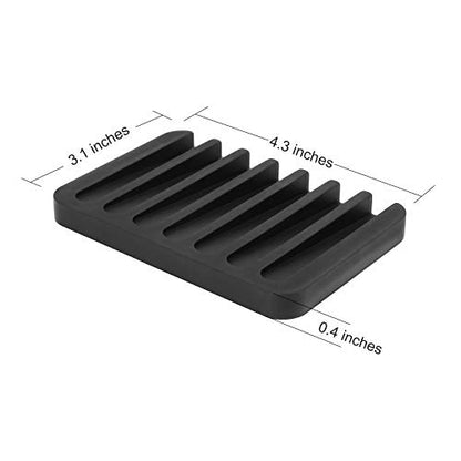 3Pack Anwenk Soap Dish for Shower Waterfall Soap Holder Soap Tray Soap Saver Drainer Flexible Silicone for Shower/Bathroom/Kitchen/Counter Top,Keep Soap Bars Dry Clean,Easy Cleaning-Black