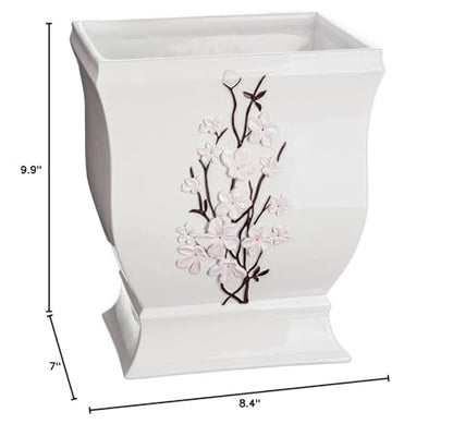 Creative Scents Vanda White Trash Can 1.48 Gal / 5.6L - Decorative Designed Wastebasket - Durable Small Bathroom Trash Can - Waste Basket for Bathroom, Powder Room, Bedroom Or Living Room Decor - style: Trash Can