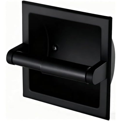 Recessed Toilet Paper Holder, Stainless Steel Toilet Paper Roll Holder | Tissue Dispenser Wall Mount for Bathroom Space Saving Design with Mounting Bracket - color: Black