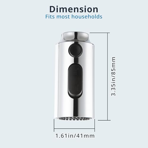 Pull Down Faucet Head Replacement Chrome, Pull Out Kitchen Faucet Spray Head Sprayer Sink Nozzle with 9 Faucet Adapter, American Standard for G1/2 Male Connector - color: Polished Chrome