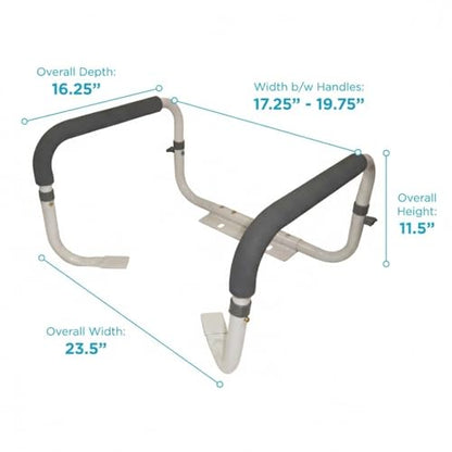 NOVA Toilet Safety Hand Rails – Adjustable Padded Armrests, Removable Aluminum Toilet Support Handles for Seniors & Mobility Assistance, Fits Standard & Elongated Toilets, 300 lb Capacity