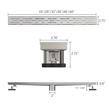 Neodrain 28-Inch Brushed Linear Shower Drain with Brick Pattern Grate | 304 Stainless Steel,Durable Bathroom Floor Drain,Rectangle Linear Drain with Hair Strainer & Adjustable Feet,CUPC certified - color: Stainless, size: 28 In