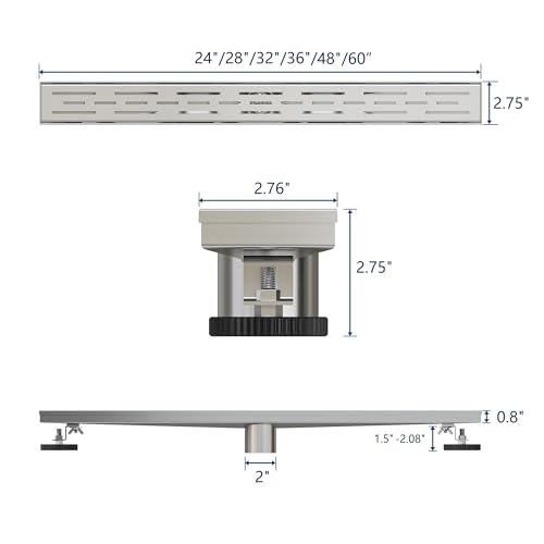 Neodrain 36-Inch Brushed Linear Shower Drain with Brick Pattern Grate | 304 Stainless Steel,Durable Bathroom Floor Drain,Rectangle Linear Drain with Hair Strainer & Adjustable Feet,CUPC certified - color: Stainless, size: 36 In