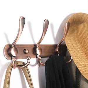 WEBI Coat Rack Wall Mount,Coat Hanger Wall,Coat Hooks Wall Mounted with 5 Hooks for Hanging Clothes,Hats,Jacket,Antique Copper,2 Packs - color: R/Antique Copper, size: 2 Pack