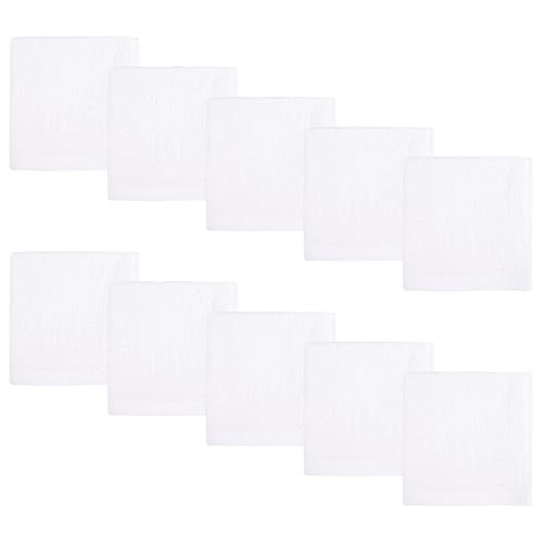 Baby Washcloths 10 Pack Rayon from Bamboo Ultra Soft Absorbent Terry Wash Cloth 10" x 10" Bath Towels for Face Burp Wipes Reusable Lightweight Newborn Essentials Shower Gift Set - color: White