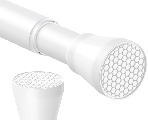White Shower Curtain Rod - Adjustable 45-77 inch Tension Curtain Rod, Spring loaded Curtain Rod for Bathroom Window - color: White, size: 45 to 77 inch-1pc