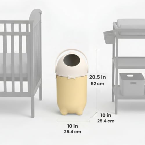 iTouchless 4 Gal Nursery Bin | Odor-Locking Diaper Pail Bin | Sand Almond | Rotating Ball Seal Traps Smells | Fits Any Trash Bag, No Refills Ever | Flip-Up Handle Opens One-Handed | Holds 300 Diapers - color: White / Almond