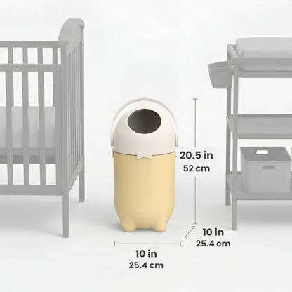 iTouchless 4 Gal Nursery Bin | Odor-Locking Diaper Pail Bin | Sand Almond | Rotating Ball Seal Traps Smells | Fits Any Trash Bag, No Refills Ever | Flip-Up Handle Opens One-Handed | Holds 300 Diapers - color: White / Almond