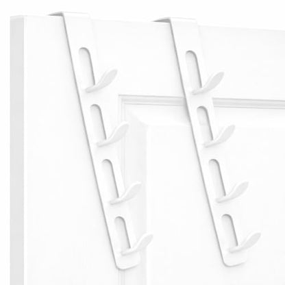 Dependable Industries inc. Essentials 2 Pack Over The Door Hooks 4 Hook Vertical Rack Heavy Duty Steel No Tools Required Fits Most Doors White - color: White