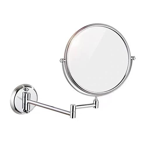 Wall Mounted Makeup Mirror, 3X Wall Mounted Magnifying Mirror Adjustable Height Double-Sided Mirrors for Bathroom Vanity,8 Inch Extendable Bathroom Mirror for Shaving 8 inches