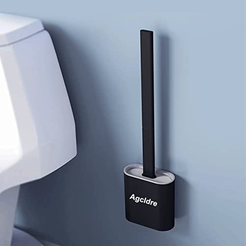 Toilet Brush with Holder Silicone Toilet Brush and Cleaning Brush for Household Bathroom Toliet Brush Set (Black,Gray) - color: Black,gray