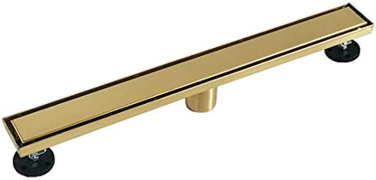 Neodrain 32" Gold Linear Shower Drain,2-in-1 Flat& Tile Insert Cover | 304 Stainless Steel,Fast Drainage, Durable,Rectangle Shower Floor Drain with Adjustable Feet,Hair Strainer,Fits Bathrooms - color: Golden, size: 32 In