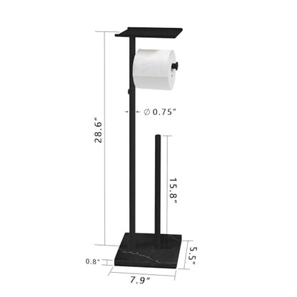 GZILA Toilet Paper Holder Stand with Shelf, Marble Base Free Standing Toilet Paper Double Roll Holder Dispenser, SUS 304 Stainless Steel Storages 5 Reserve Rolls Matte Black - color: Matte Black - 2 Dispensers