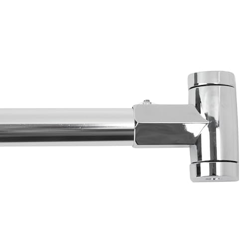 JS Jackson Supplies Single Curved Shower Rod, Metal Construction, Adjustable Between 36 to 61 Inches, Aluminum Rods and Zinc Mounting Hardware, Quality Modern Bathware, Chrome Finish - color: Chrome