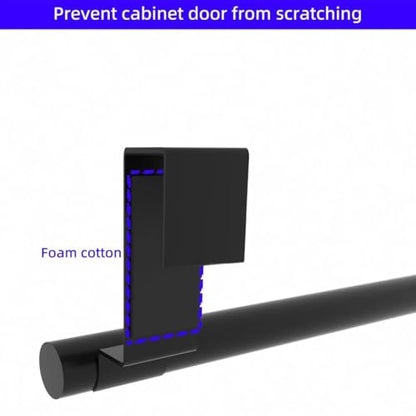 Cabinet Door Towel Bar, Kitchen Towel Holder, Matte Black, Single | Extended Anti-Slip Arm, EVA Scratch Guard Pads, No-Drill Install, Stainless Steel Dish Towel Holder, Kitchen Towel Rack - color: Black - 1 Pack