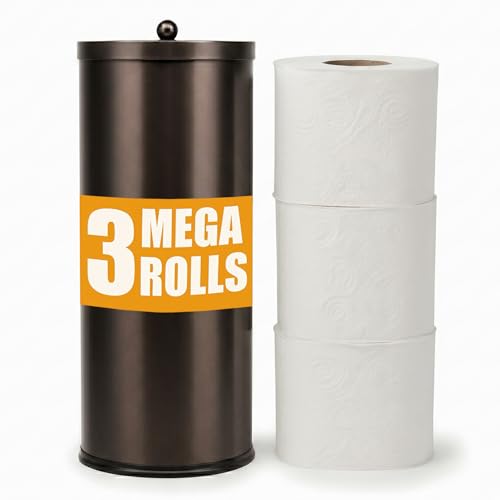 [2023 Upgraded Version] HUJI Rust Resistant Stainless Steel Toilet Paper Roll Canister Holder w/Removable Base for Bathroom Storage (1 Pack, Toilet Paper Canister) (Bronze) - color: Bronze