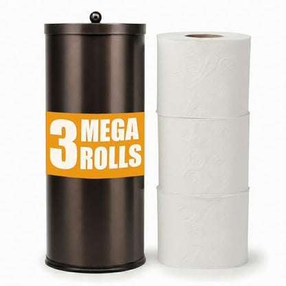 [2023 Upgraded Version] HUJI Rust Resistant Stainless Steel Toilet Paper Roll Canister Holder w/Removable Base for Bathroom Storage (1 Pack, Toilet Paper Canister) (Bronze) - color: Bronze