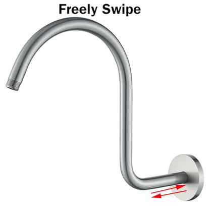 RANDOM S Shaped Shower Head Riser Pipe,Goose Neck Shower Arm 13 Inch Shower Head Extension Arm with Flange,Standard 1/2" Connection,Brushed Nickel.RD-91098-13BN - color: Brushed Nickel