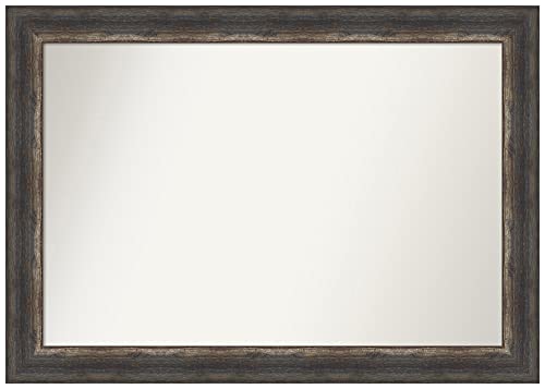 Amanti Art Brown Bathroom Mirror for Over Sink, 29x41 Bark Rustic Char Rectangle Vanity Mirror, Large Country Rustic Frame, Hangs Horizonally and Vertically, Bathroom Wall Decor, Non-Beveled Edge - color: Bark Rustic Char, size: 41"L x 29"W