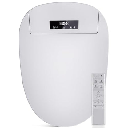 Bidet Toilet Seat with Adjustable Heated Seat & Water, Air Dryer, Quiet Close Lid, Wireless Remote - Electric Bidet Seat 201SP (Elongated)